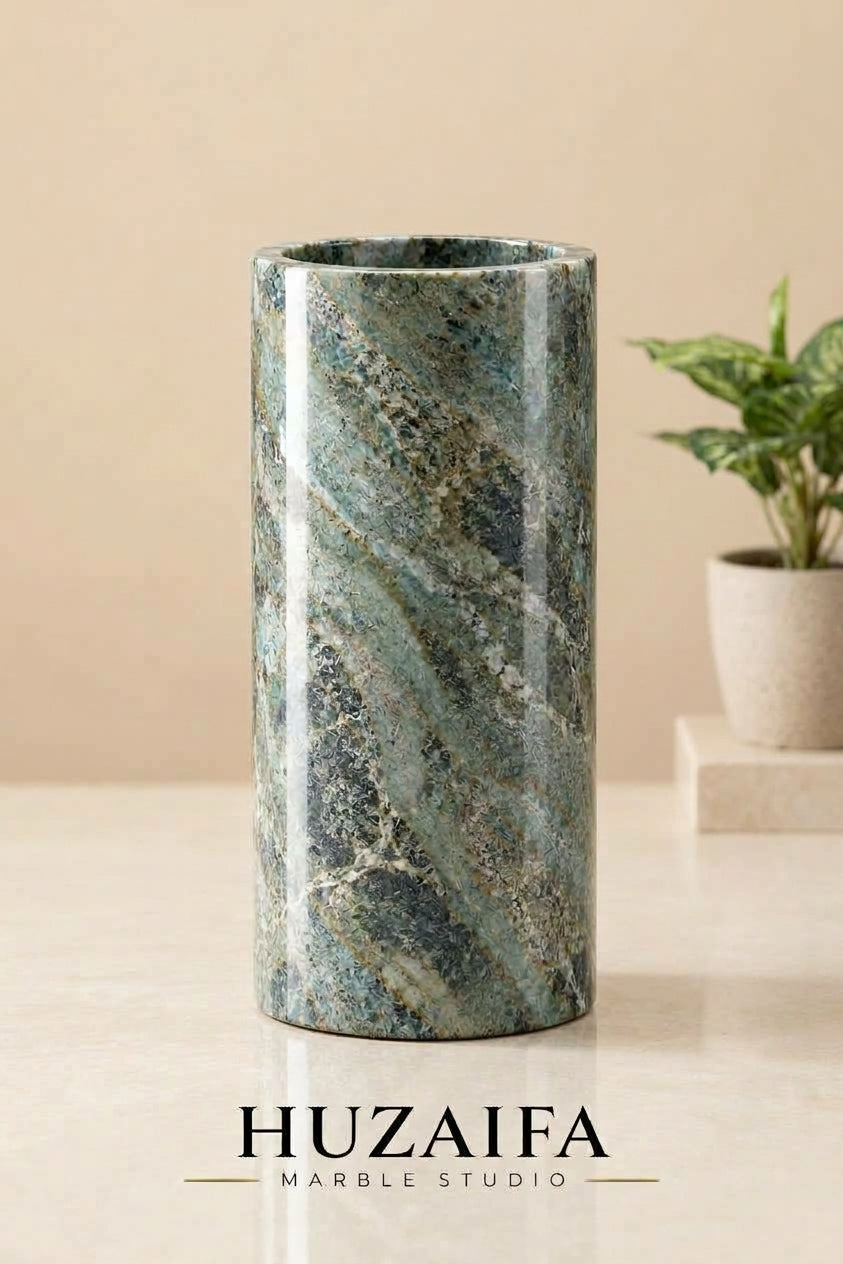 Forest Green Marble Vase