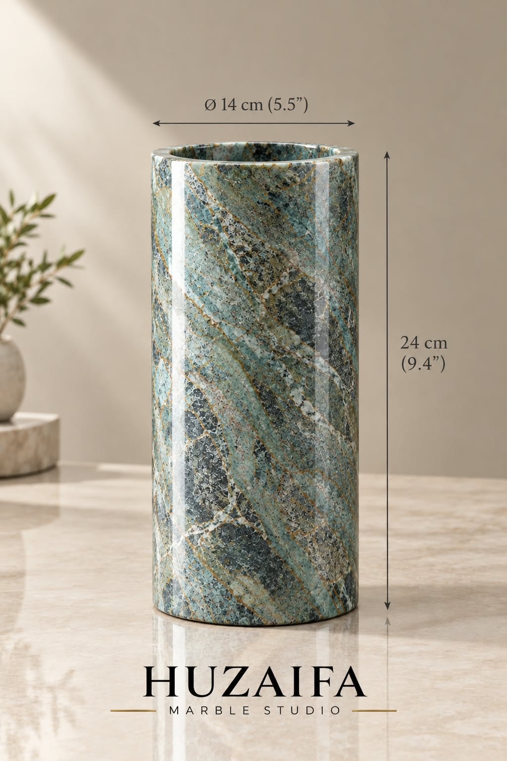Forest Green Marble Vase