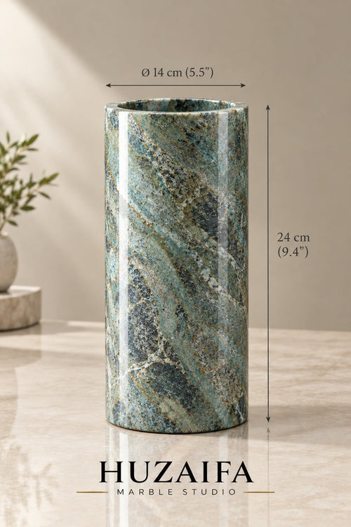 Forest Green Marble Vase